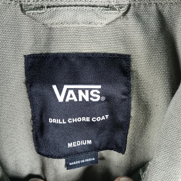 Vans Jacket Mens Medium Olive Green Drill Chore Coat Workwear Utility Pockets - Picture 2 of 10